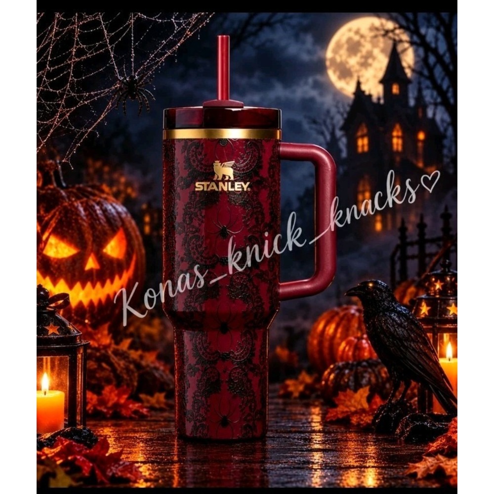 Stanley Halloween Quencher Flowstate 40oz Bordeaux Lace Black Widow Spider